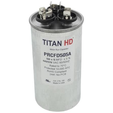 50/5 MFD 440/370 VAC Dual Capacitor Round